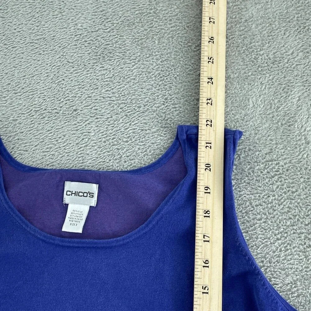 Chicos Womens Blue Silk Blend Tank Top Size 3 0594 - Picture 5 of 8